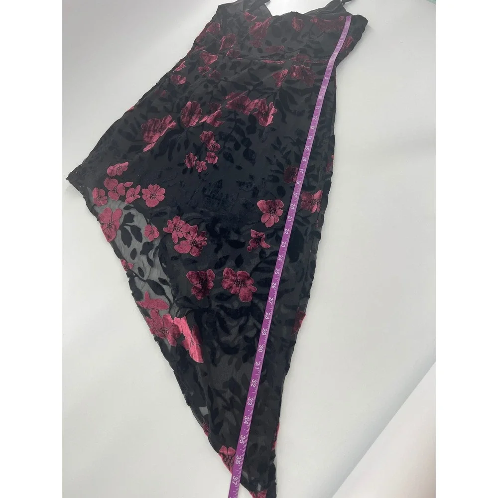 Lulus Evenings with You Black Floral Velvet Asymmetrical Dress
